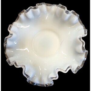Fenton Silver Crest Milk Glass Ruffled Edge Bowl PM08 G
